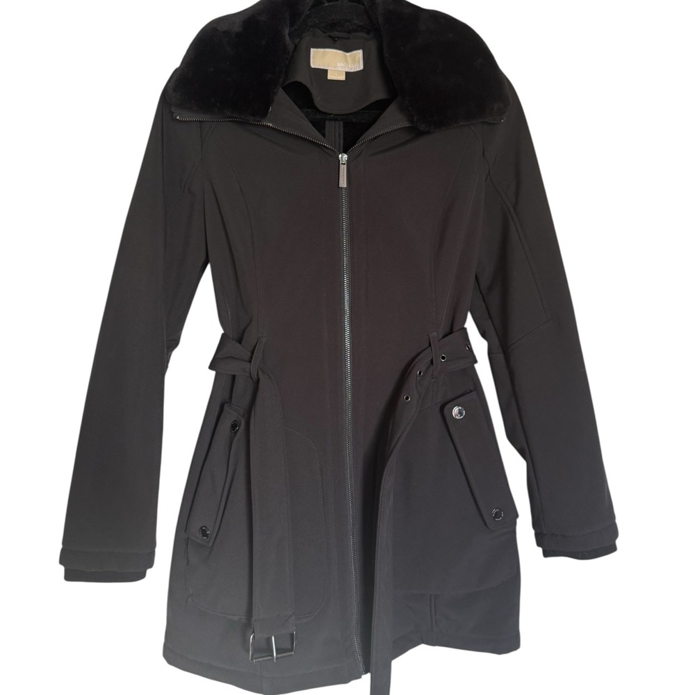 Michael Kors - Faux Fur- Water Resistant Belted Trench Belted Jacket